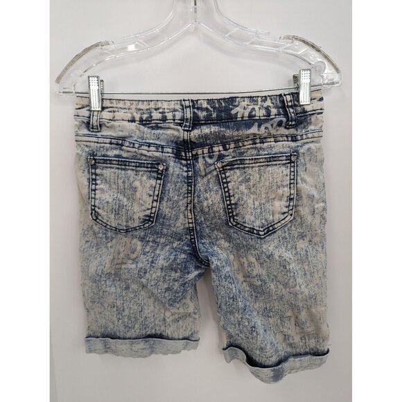 O.S.C. Bobens Trading Co NY Junior Jean Shorts Acid Wash Rhinestones Size 14 - Picture 7 of 11
